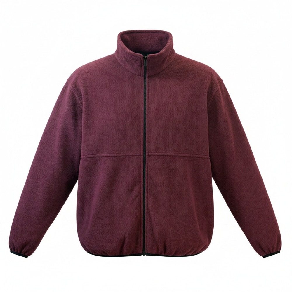 Scandia Woods Fleece Jacket Men's L Burgundy Full Zip Mock Neck Outdoor